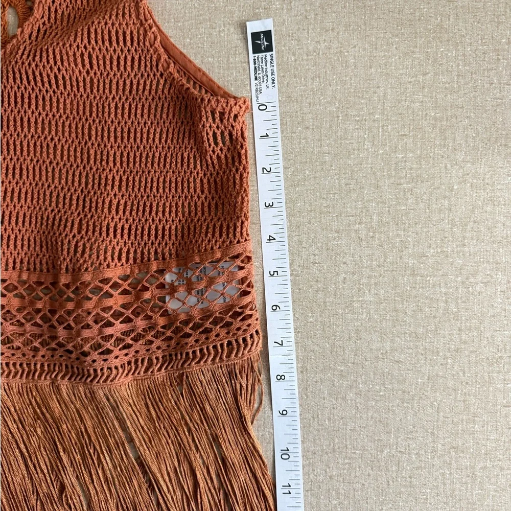 Idyllwind Rust Crochet Vest with Fringe - Picture 7 of 10